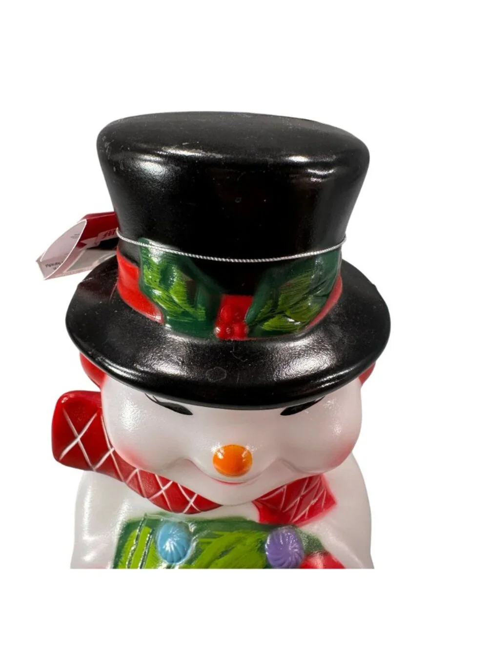 Mr Christmas Snowman Blow Mold Nostalgic Decoration Wreath Black Hat Holiday